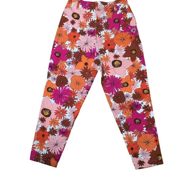 FREE PEOPLE Tessa Floral Tapered Trousers Sz 8 NWT Cotton Retro Print 70s Resort - Picture 4 of 8